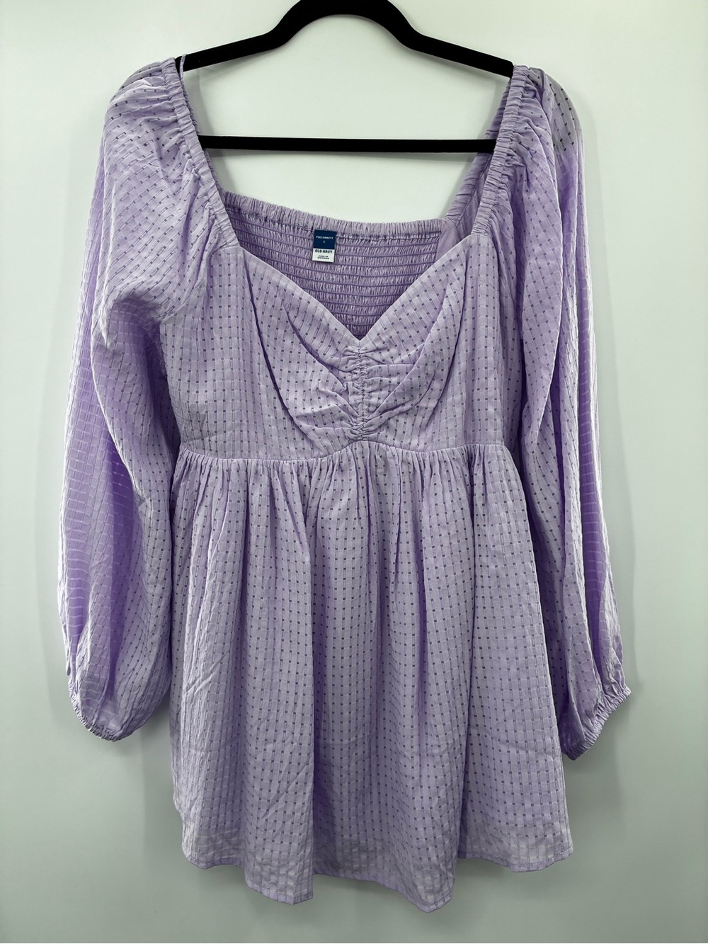 Old Navy Maternity Lavender Smocked Babydoll Top Size Large NWOT